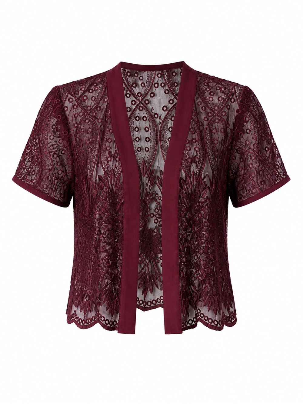 Vintage Purple Floral Lace Jacket Size Small Short Sleeve Boho Fairy Prairie